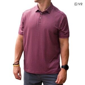 Burlebo Polo Shirt Maroon Texas Print Texas A&M Aggies Performance NWT